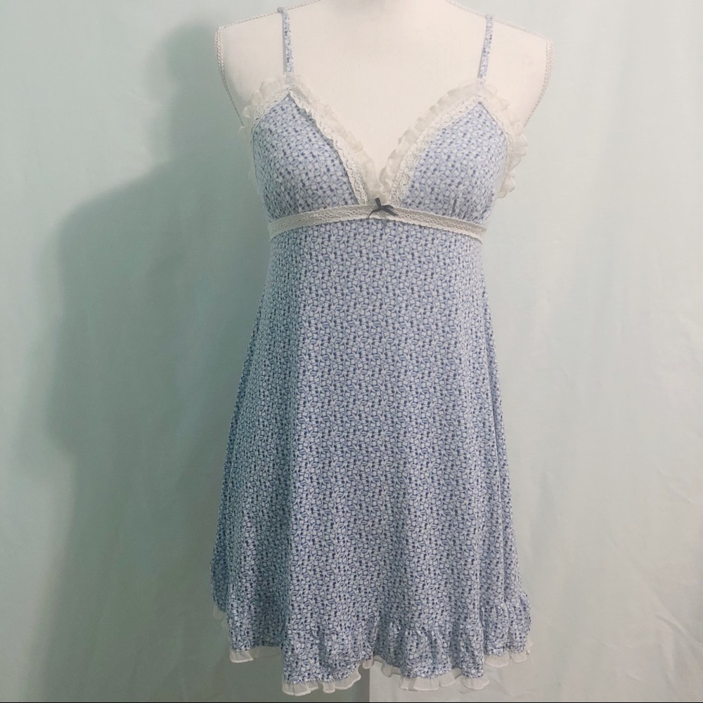 Victoria’s Secret Blue & White Slip/Sleep Dress S